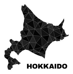 Low-poly Hokkaido map. Polygonal Hokkaido map vector constructed with random triangles. Triangulated Hokkaido map polygonal abstraction for political purposes.