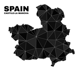 Low-poly Castile-La Mancha Province map. Polygonal Castile-La Mancha Province map vector is filled from scattered triangles.