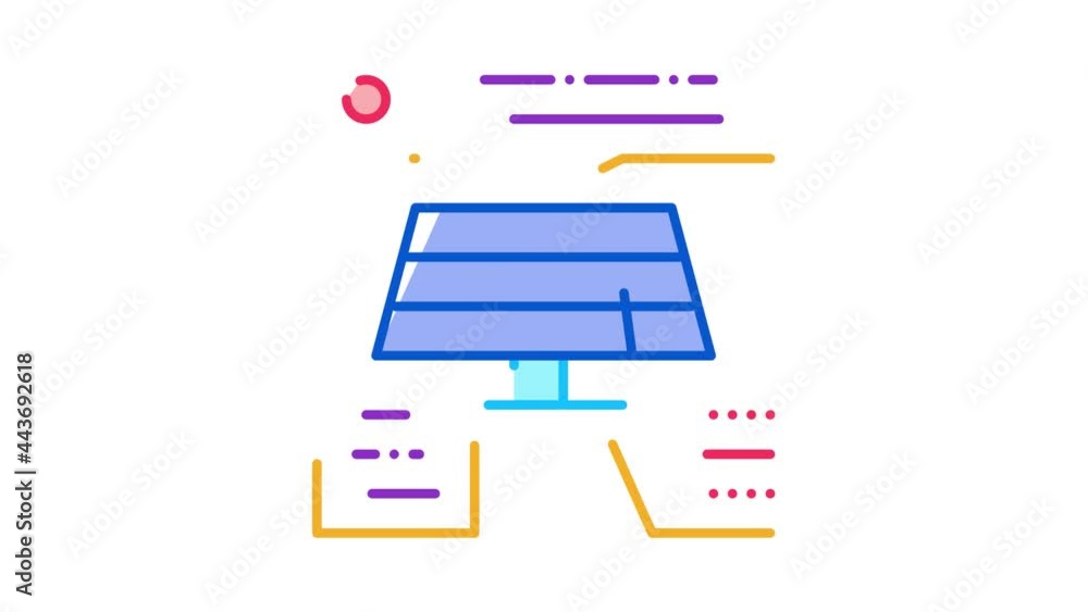 Poster different actions of solar battery icon animation. color different actions of solar battery animated