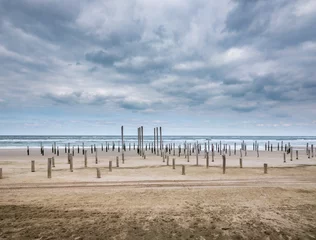 Foto op Canvas Palendorp op het strand van Petten © Holland-PhotostockNL