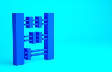 Blue Abacus icon isolated on blue background. Traditional counting frame. Education sign. Mathematics school. Minimalism concept. 3d illustration 3D render