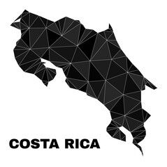 lowpoly Costa Rica map. Polygonal Costa Rica map vector is designed with random triangles. Triangulated Costa Rica map polygonal collage for political illustrations.