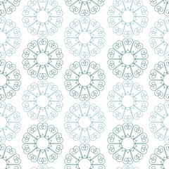 Vector seamless pattern colorful design of abstract lined flowers in circles ornament in pastel tones