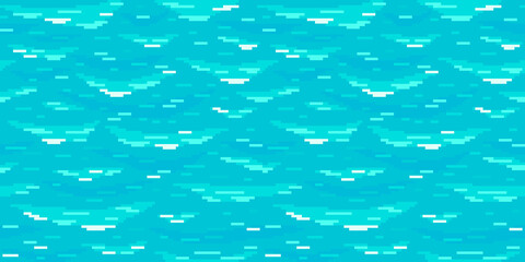 Pixel art water background. Seamless sea texture backdrop.