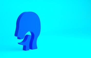 Blue Sore throat icon isolated on blue background. Pain in throat. Flu, grippe, influenza, angina. Healthcare and medical. Minimalism concept. 3d illustration 3D render