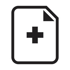 Add document icon vector with plus symbol for business application and finance in a outline glyph pictogram illustration