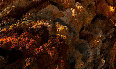 Different breed of rocks. Background texture of a rocks. Fractal rocks. 3d rendering.