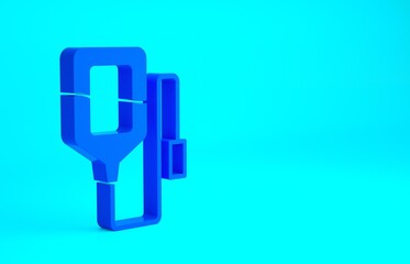 Blue IV bag icon isolated on blue background. Blood bag. Donate blood concept. The concept of treatment and therapy, chemotherapy. Minimalism concept. 3d illustration 3D render