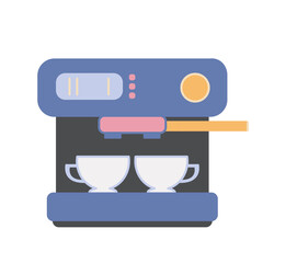 Vector illustration of household kitchen appliances isolate on white background. Blue colored coffee machine icon. Coffee machine line icon, coffee machine symbol