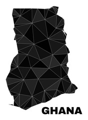 Low-poly Ghana map. Polygonal Ghana map vector is constructed of chaotic triangles. Triangulated Ghana map polygonal abstraction for political templates.