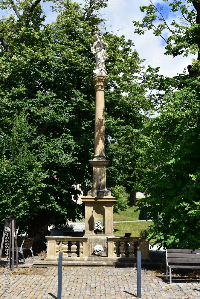 Wall mural memorable marian column from year1716 in bojkovice,czech republic