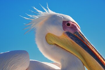 Portrait eines  Pelikans in der Bucht von Walvisbay (Namibia).