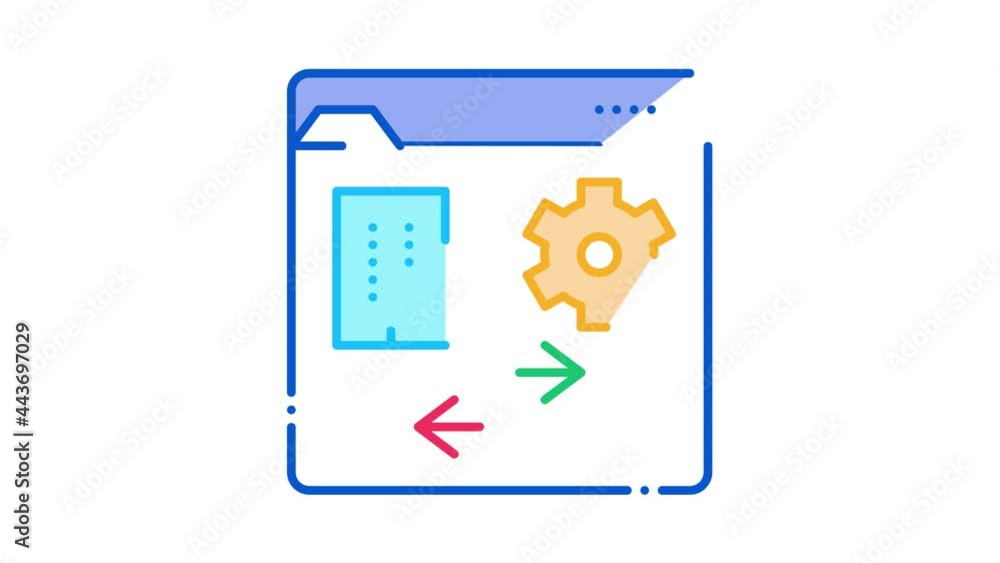 Poster technical home folder icon animation. color technical home folder animated icon on white background