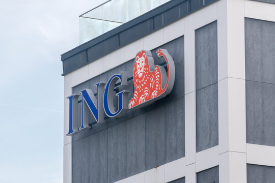Gorzow Wielkopolski, Poland - June 1, 2021: Logo of ING. ING Groep N.V. is a Dutch multinational banking and finance services corporation headquartered in Amsterdam.