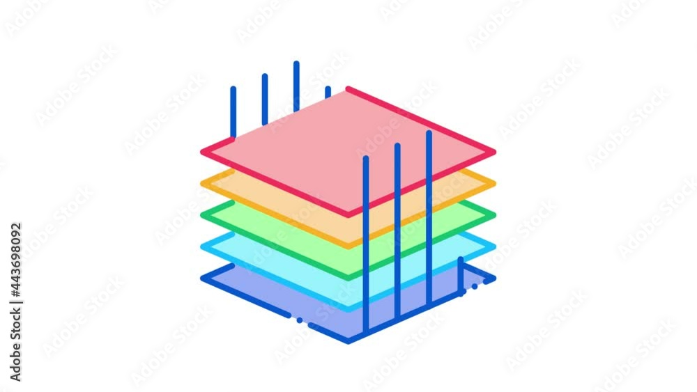 Poster building sheets for home icon animation. color building sheets for home animated icon on white backg