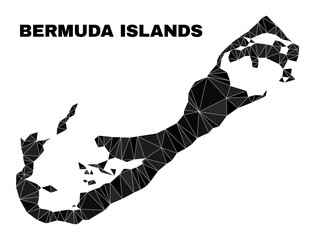 Low-poly Bermuda Islands map. Polygonal Bermuda Islands map vector filled of chaotic triangles. Triangulated Bermuda Islands map polygonal model for political illustrations.