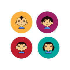 Obraz premium head kids in a circle flat vector image