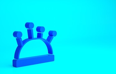 Blue Needle bed and needles icon isolated on blue background. Handmade and sewing theme. Minimalism concept. 3d illustration 3D render