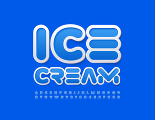 Vector tasty template Ice Cream with futuristic Font. Abstract style Alphabet Letters and Numbers set