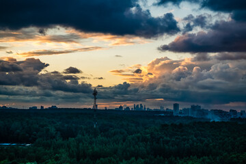 sunset over the city