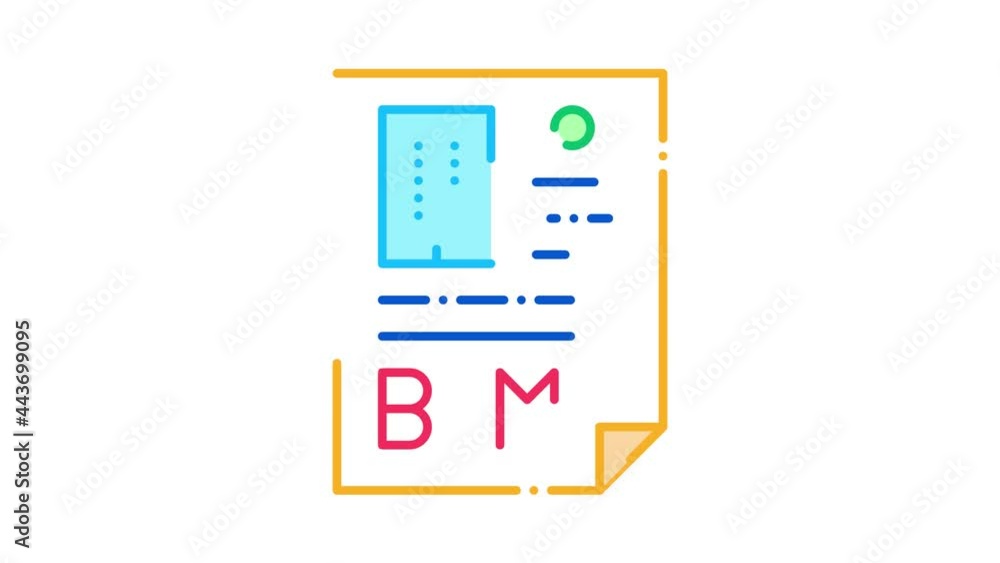 Poster report on building information modeling icon animation. color report on building information modelin