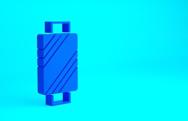 Blue Sewing thread on spool icon isolated on blue background. Yarn spool. Thread bobbin. Minimalism concept. 3d illustration 3D render