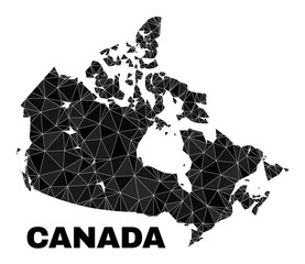 lowpoly Canada map. Polygonal Canada map vector combined from scattered triangles. Triangulated Canada map polygonal abstraction for education templates.