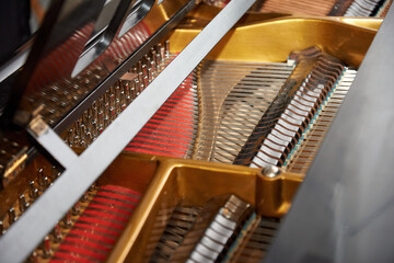 piano interior with strings