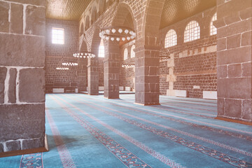 Interior of Grand Mosque of Diyarbakir, Turkey.