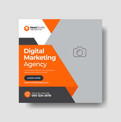 Digital Business Marketing Social Media Post Template and Square Web ad banner, Editable Modern Square Flyer