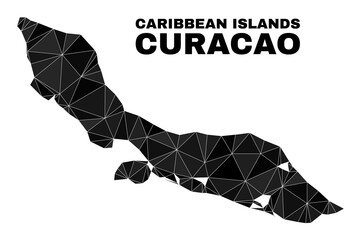 Low-poly Curacao Island map. Polygonal Curacao Island map vector combined from random triangles. Triangulated Curacao Island map polygonal model for education purposes.