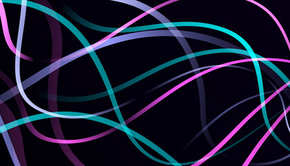 Multicolored, wavy lines on a black background. Abstract background. Vector graphics. It can be used in the design of cover art, screen saver, book design, poster, flyer, CD cover, website background,