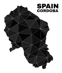 Low-poly Cordoba Spanish Province map. Polygonal Cordoba Spanish Province map vector is filled with randomized triangles.