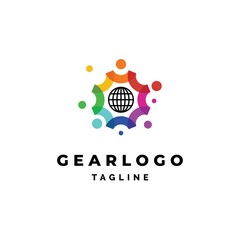 Gear world logo design illustration vector template