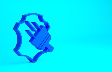 Blue Leather icon isolated on blue background. Minimalism concept. 3d illustration 3D render