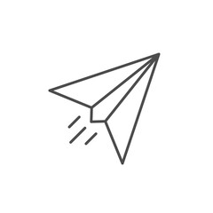 Paper airplane line outline icon isolated on white