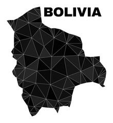 Low-poly Bolivia map. Polygonal Bolivia map vector constructed with chaotic triangles. Triangulated Bolivia map polygonal model for education purposes.