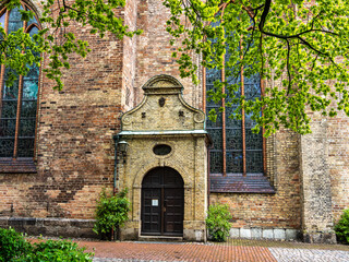 Landmark of the famous St. Mary church in Flensburg Schleswig Holstein Germany