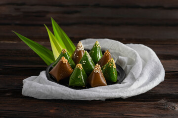 Close up Thai style dessert called Kalamare or Thai caramel, made from flour,coconut milk and...