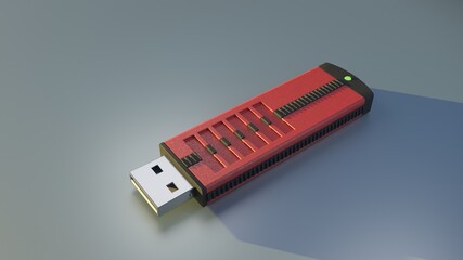 3d illustration of an usb stick isolated on table