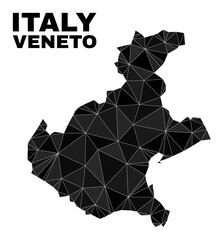 Low-poly Veneto region map. Polygonal Veneto region map vector is designed from chaotic triangles. Triangulated Veneto region map polygonal abstraction for political posters.