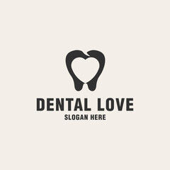 Dental love logo template on monogram style