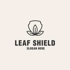 Leaf shield logo template on monogram style