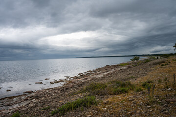 Fototapeta na wymiar A beautiful seashore with a dramatic sky in the background. Picture from the Baltic Sea