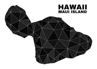 Low-poly Maui Island map. Polygonal Maui Island map vector is filled with chaotic triangles. Triangulated Maui Island map polygonal abstraction for political templates.