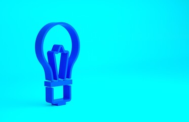 Blue Light bulb with concept of idea icon isolated on blue background. Energy and idea symbol. Inspiration concept. Minimalism concept. 3d illustration 3D render