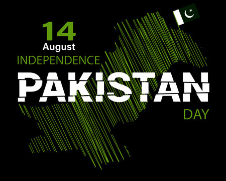 Illustration abstraction of Happy Pakistan Independence Day, celebrating independence day 14 august 1947 concept isolated