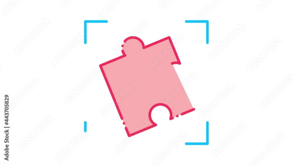 Poster puzzle element icon animation. color puzzle element animated icon on white background