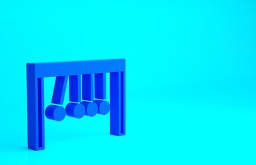 Blue Pendulum icon isolated on blue background. Newtons cradle. Minimalism concept. 3d illustration 3D render