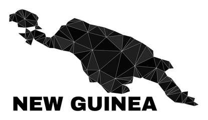 Low-poly New Guinea map. Polygonal New Guinea map vector is designed from scattered triangles. Triangulated New Guinea map polygonal collage for political illustrations.